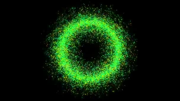 Fondo abstracto con anillo de partículas de colores — Vídeo de stock