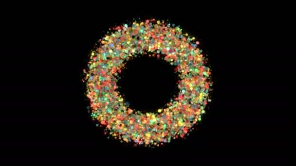 Fundo abstrato com anel de partículas colorido — Vídeo de Stock