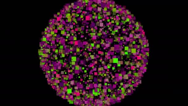 Fundo abstrato de uma esfera formada por quadrados coloridos . — Vídeo de Stock