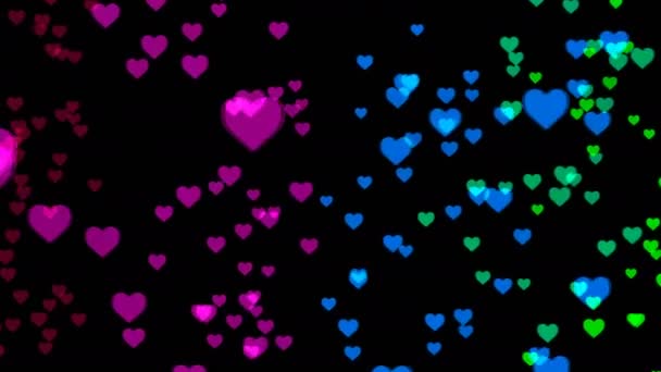 Абстрактний фон з різнокольоровими серцями — стокове відео