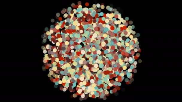 Uma esfera colorida composta por círculos. Fundo colorido abstrato — Vídeo de Stock