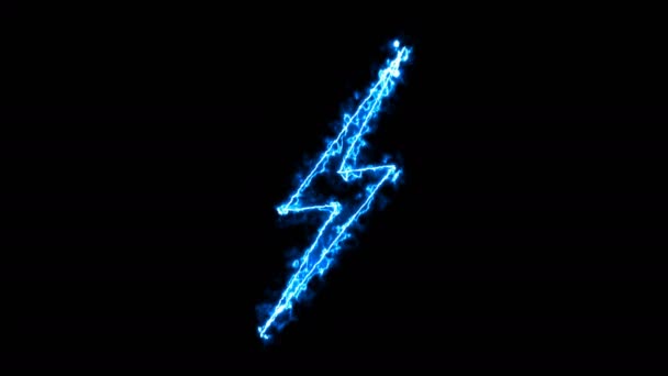 Abstract background with lighting bolt sign. Icon on black background — Stock Video