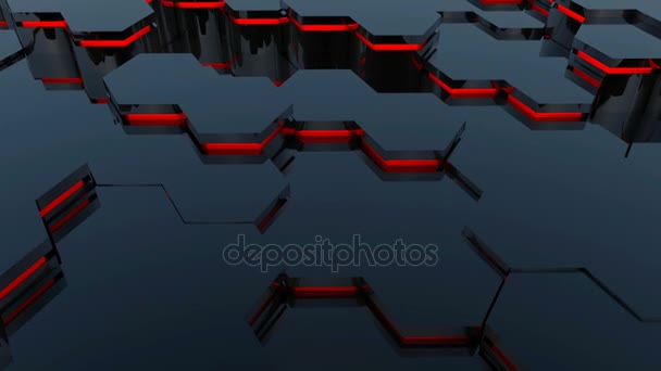 Абстрактный фон с красным шестиугольником — стоковое видео