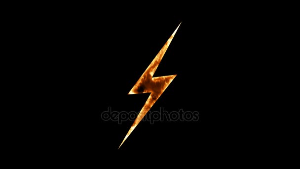 Abstract background with lighting bolt sign. Icon on black background — Stock Video