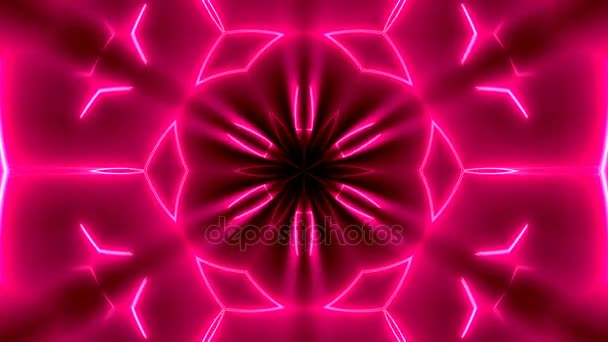 Fractal neon caleidoscopische achtergrond. Abstracte digitale achtergrond — Stockvideo