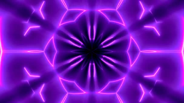 Fundo caleidoscópico de néon fractal. Cenário digital abstrato — Vídeo de Stock