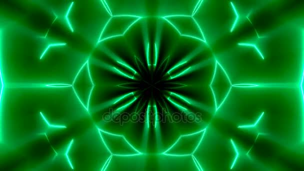 Fractal neon caleidoscopische achtergrond. Abstracte digitale achtergrond — Stockvideo