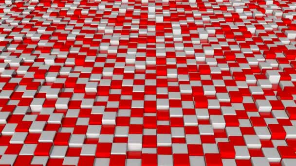 Abstracte achtergrond met rode en witte vierkanten blokken — Stockvideo