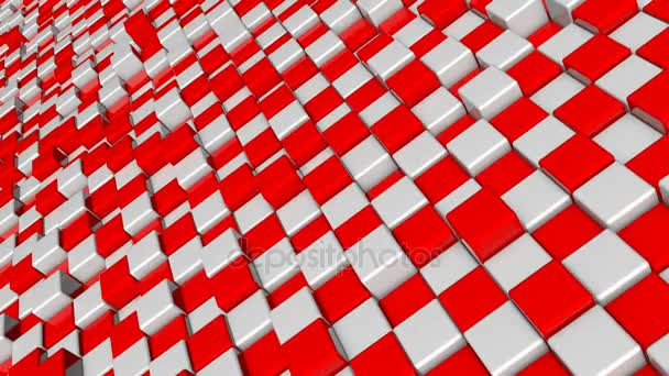 Fondo abstracto con bloques cuadrados rojos y blancos — Vídeos de Stock