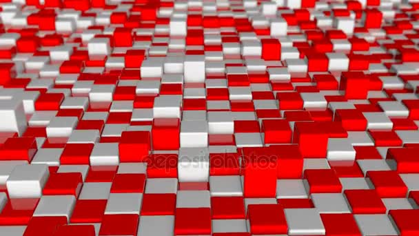 Sfondo astratto con blocchi quadrati rossi e bianchi — Video Stock