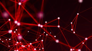 Kırmızı zemin üzerine soyut bağlantıları