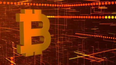 Bitcoin işareti ile soyut teknolojik altyapı