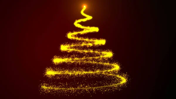 粒子で輝くクリスマス ツリー。デジタル イラストレーション — ストック写真