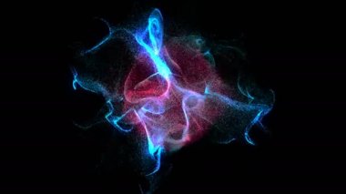 Dispergatör ve büküm renkli parçacıklar. Yüksek son bilgisayar ve ekran kartı üzerinde işlenen yüksek kalite klip