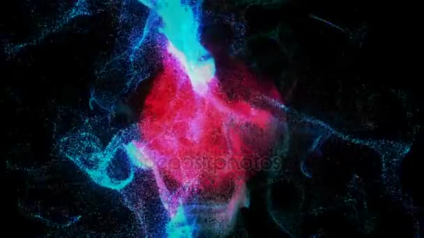 Colorful Particles dispersing and twisting. High quality clip rendered on high end computer and graphics card — Stock Video