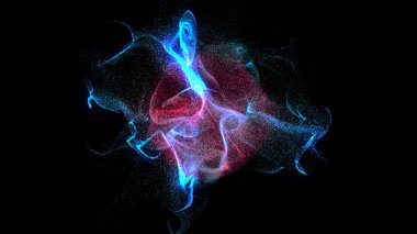 Dispergatör ve büküm renkli parçacıklar. Yüksek son bilgisayar ve ekran kartı üzerinde işlenen yüksek kalite klip