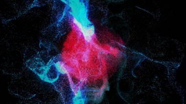 Colorful Particles dispersing and twisting. High quality clip rendered on high end computer and graphics card clipart