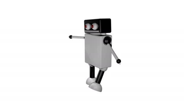 Spaceru robot na na białym tle. renderowania 3D — Wideo stockowe