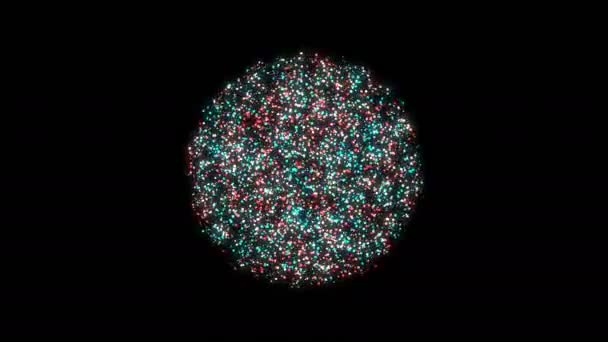 Particelle colorate Sfera. Sfondo digitale astratto — Video Stock