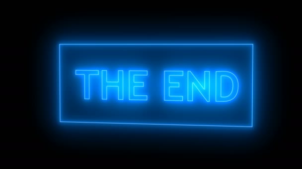 Het einde-teken in Neon stijl — Stockvideo