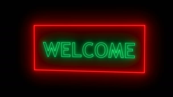 Neon sign. Welcome neon — Stock Video