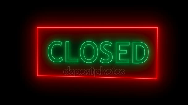 Closed neon sign. 3d rendering — Stock Video