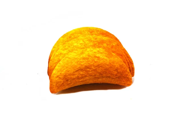 Potato chips close-up geïsoleerd op een witte achtergrond — Stockfoto
