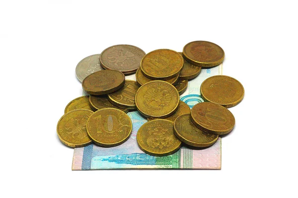 Orosz pénz elszigetelt fehér background — Stock Fotó