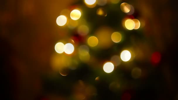 Fondo abstracto con luces de árbol de Navidad desenfocadas — Vídeos de Stock