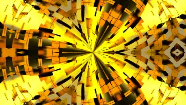 Абстрактный фон с золотым калейдоскопом — стоковое видео