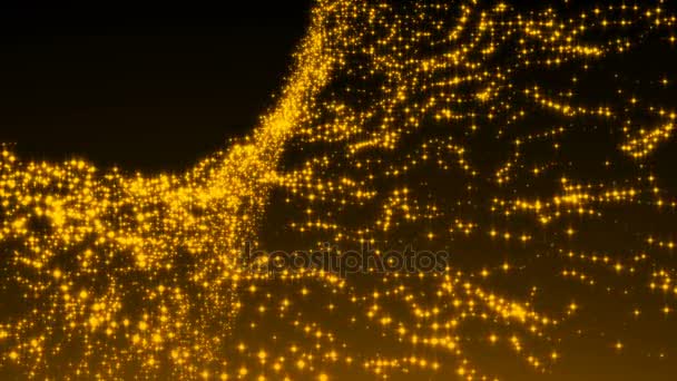 Luxurious gold sparkling particles wave background — Stock Video