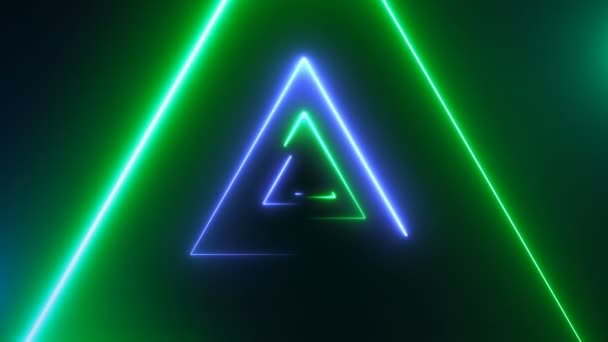 Abstracte achtergrond met neon driehoeken — Stockvideo