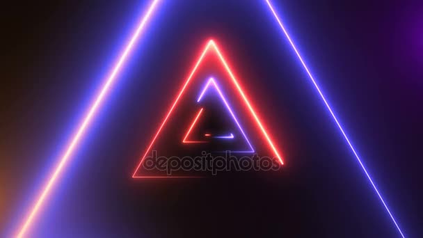 Abstrakt bakgrund med neon trianglar — Stockvideo