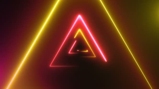 Абстрактный фон с неоновыми треугольниками — стоковое видео