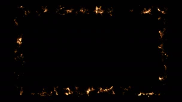 Abstract background with fire frame on black backdrop — Stock Video