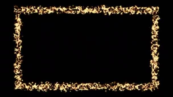 Абстрактный фон с огненной рамкой на черном фоне — стоковое видео