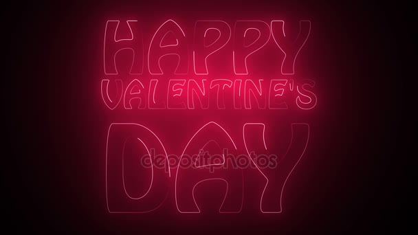 Happy Valentines Day Text in neon — Stock Video