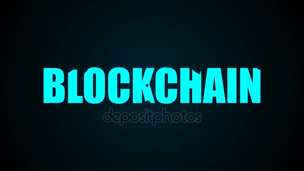 Blockchain tekst. Vloeibare animatie achtergrond — Stockvideo