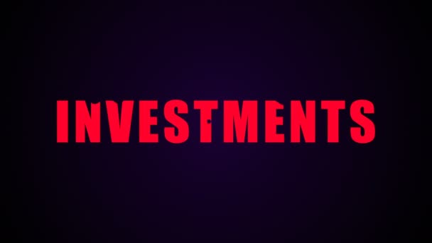 Текст інвестиції. Рідкий анімаційний фон — стокове відео