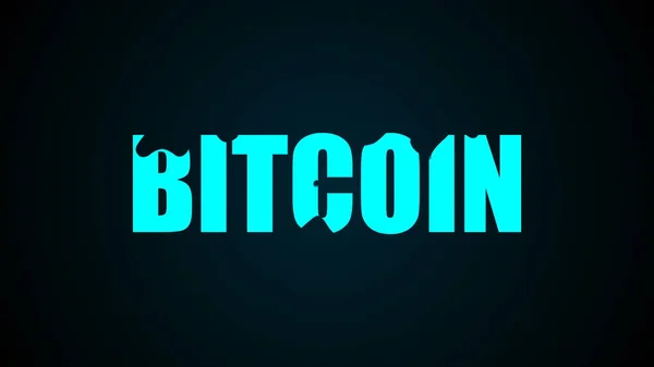 Texto Bitcoin. Fundo abstrato. Renderização 3D digital . — Fotografia de Stock