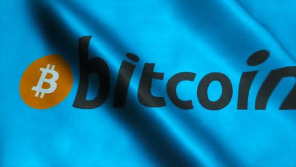 Ultra Hd kwaliteit Waving vlag met bitcoin — Stockvideo