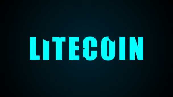 Текст Litecoin. Рідкий анімаційний фон — стокове відео
