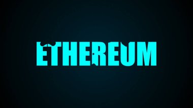 Ethereum metin. Arka plan. Dijital 3d render.