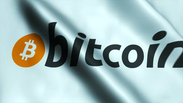 Ultra HD qualidade acenando bandeira com bitcoin — Fotografia de Stock