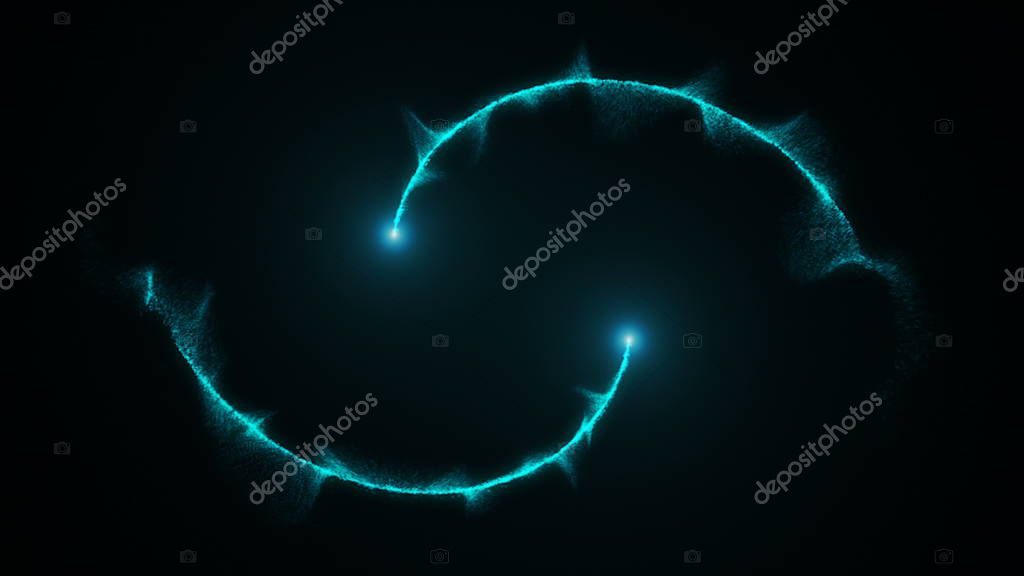 Opening intro Flash light, Lens flare, rotation Particles. 3d rendering
