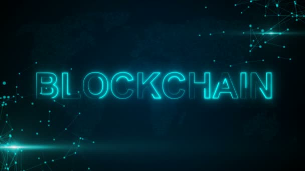 Blockchain met hologram zakenman concept — Stockvideo