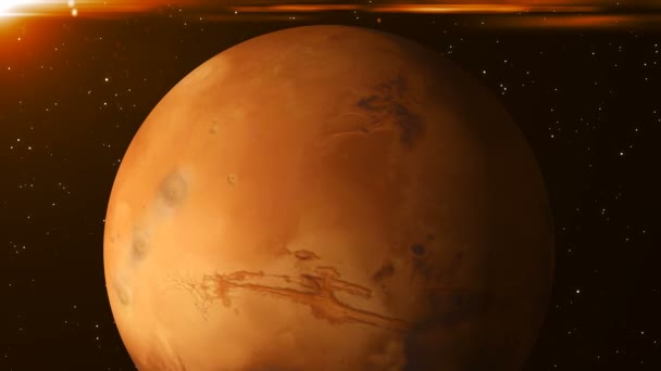 La planète Mars tourne dans l'espace 