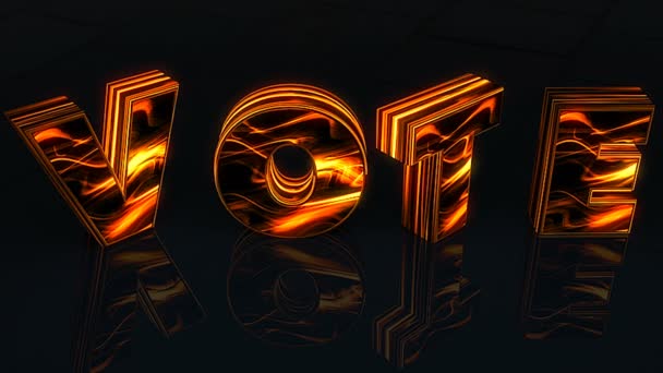 Word Vote écrit en lettres 3D sur fond noir reflet de dent, rendu 3D — Video