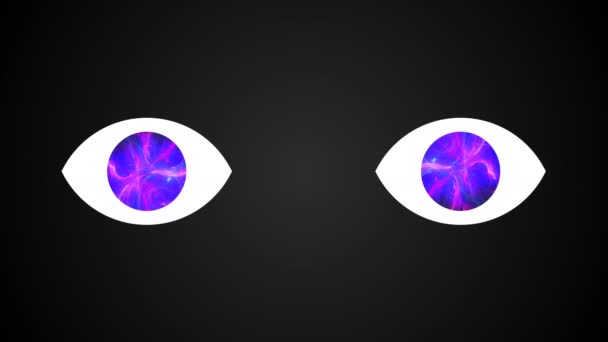 Ojos tecnológicos abstractos con universo en pupilas, representación 3D — Vídeo de stock