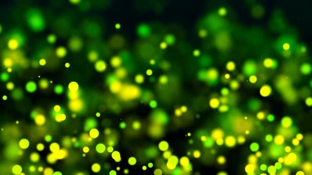 Bright green glowing bokeh, shallow depth of field, computer generated background, 3D rendering — Stock Video